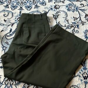 Quince Ultra-Stretch Ponte Cropped Wide Leg Pants Olive Green Sz 12 NWOT